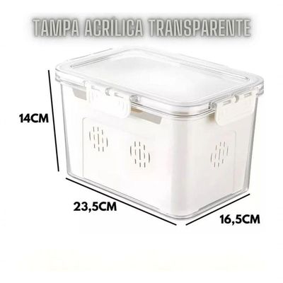 Caixa Organizador Com Tampa Geladeiras, Frutas, Legumes E Carnes