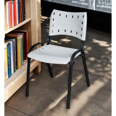 Cadeira Iso Base Preto Igreja, Escola, Escritório - Branco Kit 12 Peças
