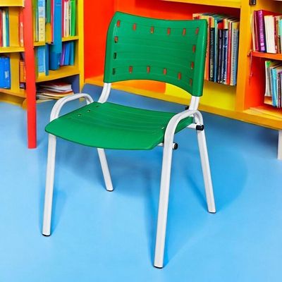 Cadeira Iso Base Branco Igreja, Escola, Escritório - Verde Kit 8 Peças