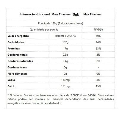 Mass Titanium 17500 3kg Sabor Chocolate