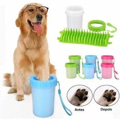Copo Limpador Azul De Pata De Cachorros Médios E Pequenos