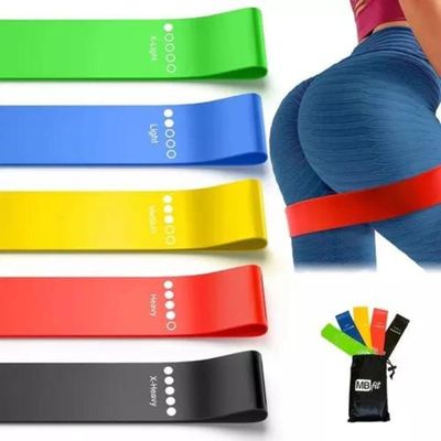 Kit 05 Faixas Elástica Ginástica Fitness Super Band