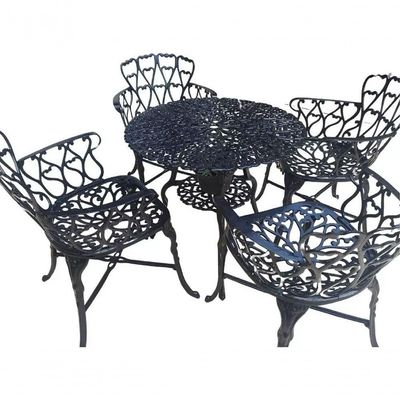 Conjunto De Jardim Modelo Viena Mesa E 4 Cadeiras Piscina Preto