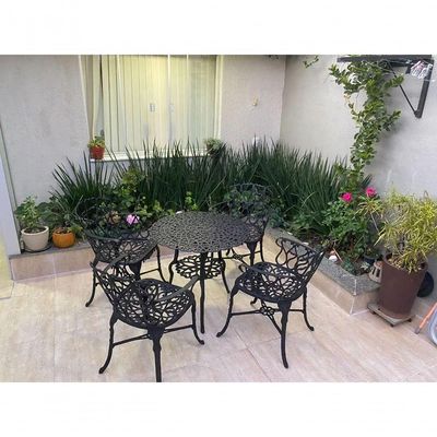 Conjunto De Jardim Modelo Viena Mesa E 4 Cadeiras Piscina Preto