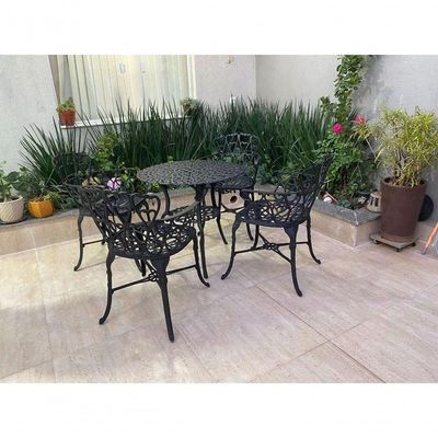 Conjunto De Jardim Modelo Viena Mesa E 4 Cadeiras Piscina Preto