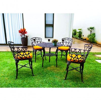 Conjunto De Jardim Modelo Viena Mesa E 4 Cadeiras Piscina Preto
