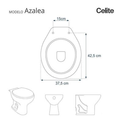 Assento Sanitário Soft Close Azalea Preto Para Vaso Celite