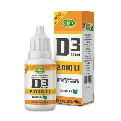 Kit 2 Vitamina D3 2.000 Ui Unilife Menta 20Ml