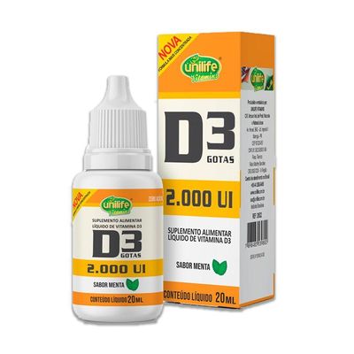 Kit 2 Vitamina D3 2.000 Ui Unilife Menta 20Ml