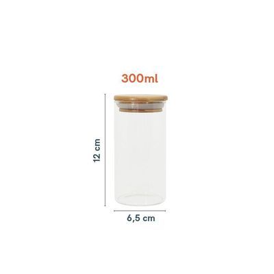 Pote De Mantimentos Redondo 300ml Tampa Bambu Oikos