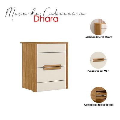 Mesa De Cabeceira Dhara Freijó Off White - Moval
