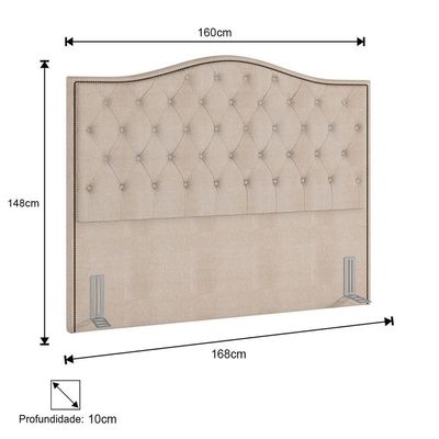 Cabeceira Cama Box Casal Queen 160cm Siena P02 Linho Bege Cru - Mpozenato