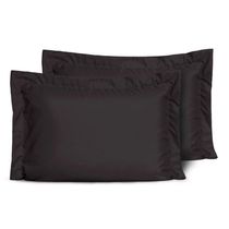 Kit 2 Fronhas Slim Com 3 Abas 50cm X 70cm Micropercal 200 Fios - Preto