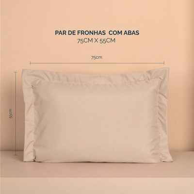 Kit 2 Fronhas Slim Com 3 Abas 50cm X 70cm Micropercal 200 Fios - Bege
