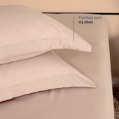 Kit 2 Fronhas Slim Com 3 Abas 50cm X 70cm Micropercal 200 Fios - Bege