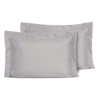 Kit 2 Fronhas Slim Com 3 Abas 50cm X 70cm Micropercal 200 Fios - Cinza