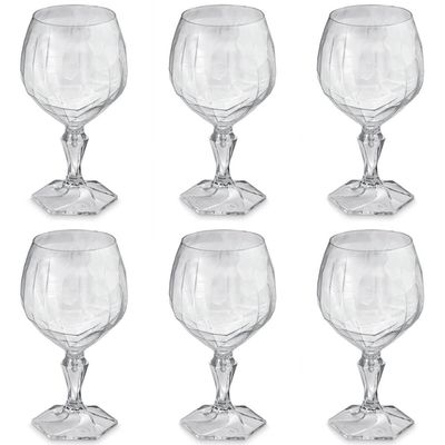 Conjunto 6 Taça Para Água Suco 350ml Plástico UZ Tango Translucida Transparente