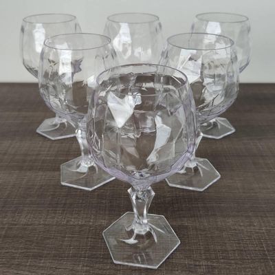 Conjunto 6 Taça Para Água Suco 350ml Plástico UZ Tango Translucida Transparente