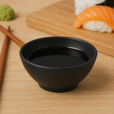 Kit 25 Ramekins Plásticos 120ml Bowl Preto Coza 10x4cm Culinária Oriental Servir Wakame