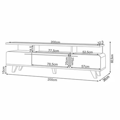 Rack Bancada Para Tv 70 Pol 200cm 3 Portas Amago H01 Off White/cinamomo - Mpozenato