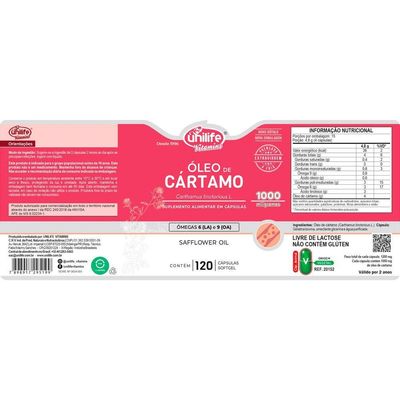 Kit 5 óleo De Cartamo 1000mg Com 120 Cápsulas Unilife