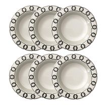 Jogo de pratos fundos em porcelana Strauss Rings 6 peças