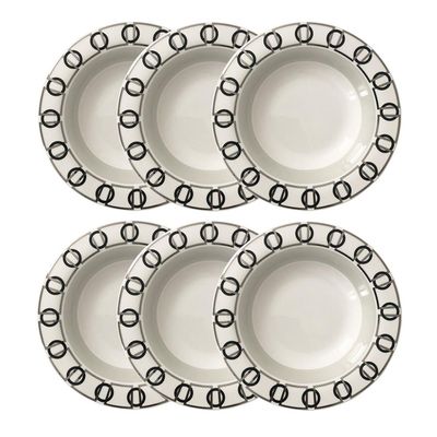 Jogo de pratos fundos em porcelana Strauss Rings 6 peças