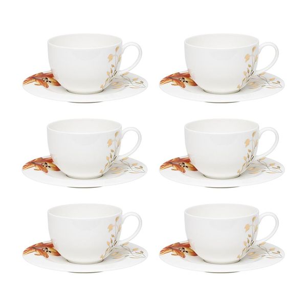 Jogo de xícaras chá em porcelana Strauss Fiori 270ml 6 peças