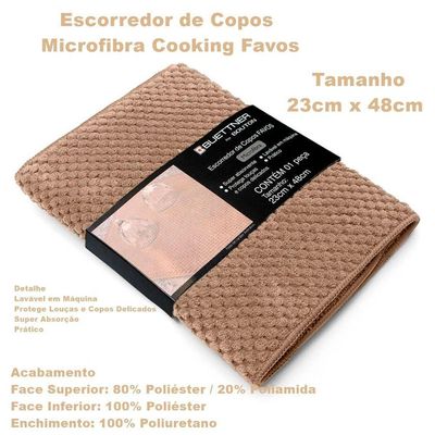 Escorredor De Copos Buettner Microfibra 80% Poliéster-20% Poliamida Cooking Favos 23cm X 48cm Bege