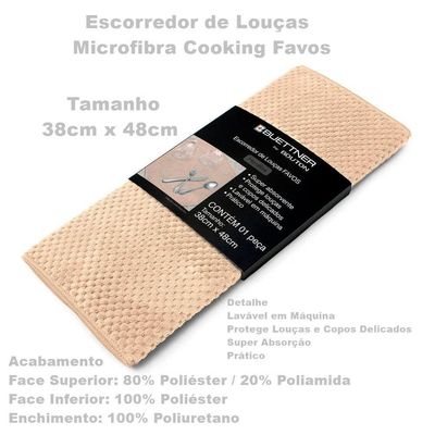 Escorredor De Louça Buettner Microfibra 80% Poliéster-20% Poliamida Cooking Favos 38cm X 48cm Palha