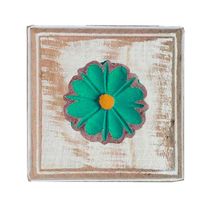 Kit Para Banheiro Com 3 Toalheiros E 1 Porta Papel Higiênico Rustico Flor Branca Cor Verde