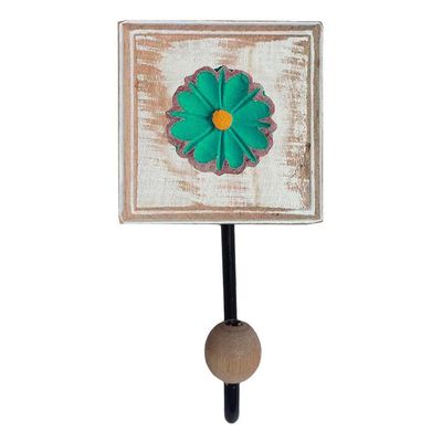 Kit Para Banheiro Com 3 Toalheiros E 1 Porta Papel Higiênico Rustico Flor Branca Cor Verde