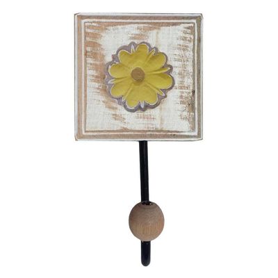 Kit Para Banheiro Com 3 Toalheiros E 1 Porta Papel Higiênico Rustico Flor Branca Cor Amarelo