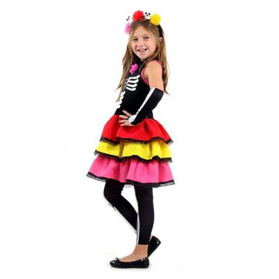 Fantasia Caveira Mexicana Colour Infantil Tamanho P