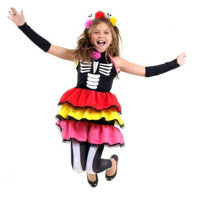 Fantasia Caveira Mexicana Colour Infantil Tamanho P