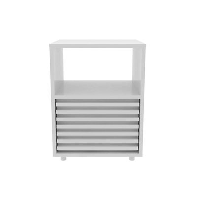 Mesa Cabeceira CM-8042 c/ 1 Gaveta Amêndoa/Branco - Tecno Mobili