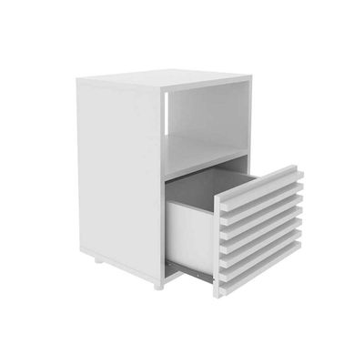 Mesa Cabeceira CM-8042 c/ 1 Gaveta Amêndoa/Branco - Tecno Mobili