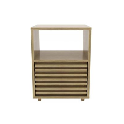 Mesa Cabeceira CM-8042 c/ 1 Gaveta Amêndoa/Branco - Tecno Mobili