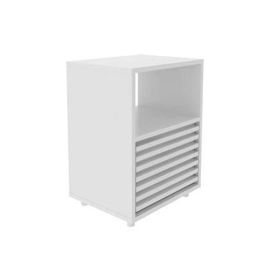 Mesa Cabeceira CM-8042 c/ 1 Gaveta Amêndoa/Branco - Tecno Mobili