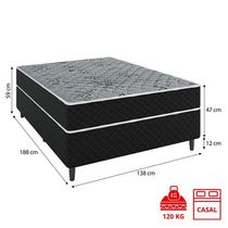 Cama Box Casal Molas Ensacadas Sibéria Uma 188cm X 138cm
