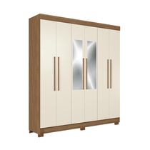 Guarda-roupa Casal 194,4cm 6 Portas 2 Gavetas Com Espelho Horácio Estilo Mm Jatoba/areia