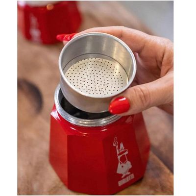 Cafeteira moka em alumínio 3 xícaras Bialetti Dolce & Gabbana 130ml vermelha