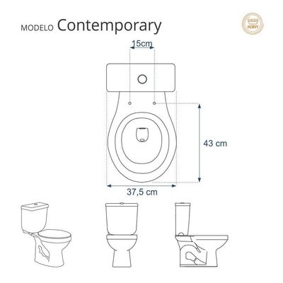 Assento Sanitário Soft Close Contemporary Cinza Claro Para Vaso Hervy