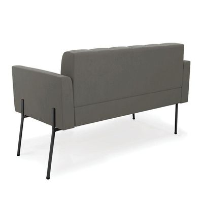 Sofá Namoradeira 2 Lugares Pé De Ferro Preto Elisa Suede D03 - D'rossi Cor Grafite