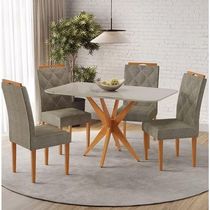 Mesa Simpatia 1,20 4 Cadeiras Diamante Linho Jcm Cinamomo/off
