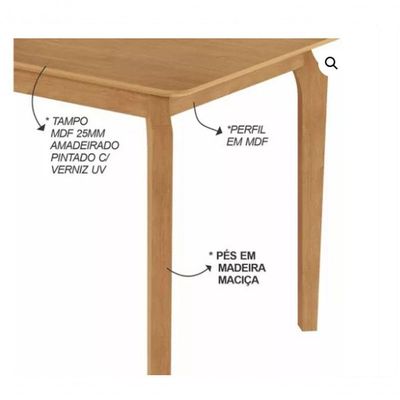 Mesa De Jantar Alegra Jcm Movelaria Cinamomo 1,80m