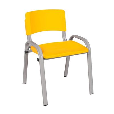 Kit 10 Cadeira Iso Infantil Creche, Escola Base Cinza Amarelo