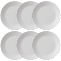 Jogo 6 Pratos Rasos 25,5cm Refeição Branco Redondo Plástico