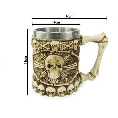 Caneca Caveira X Com Alça 400ml Copo Em Metal E Resina