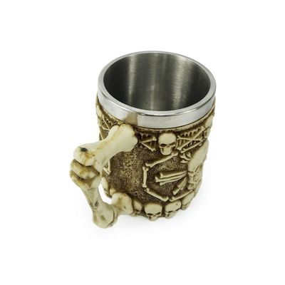 Caneca Caveira X Com Alça 400ml Copo Em Metal E Resina